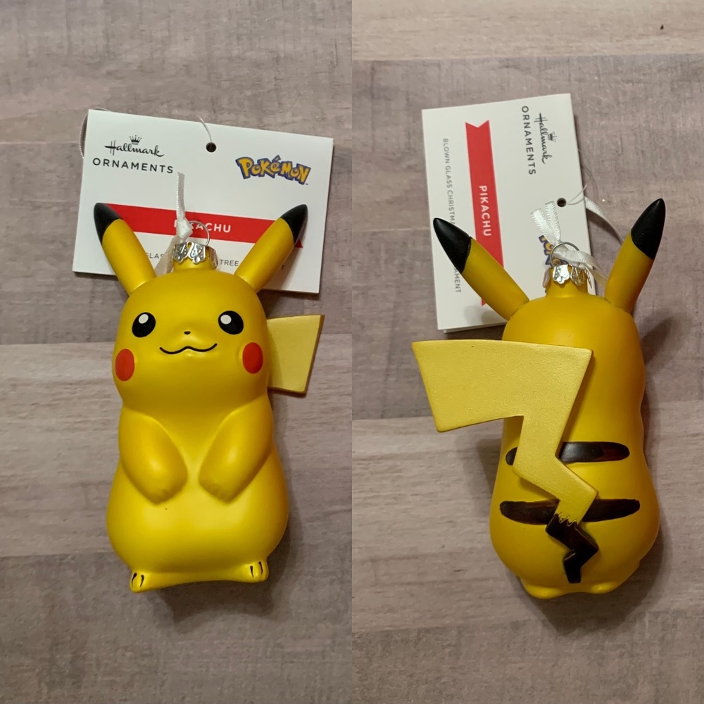 Pikachu Pokemon Hallmark Glass Blown Christmas Ornament NWT